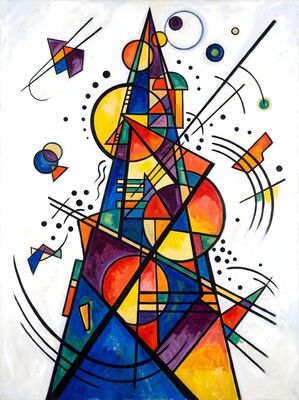 Constructivist Tower Abstract Canvas Wall Art