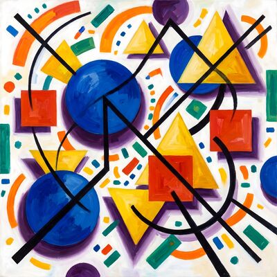 Triadic Harmony Abstract Canvas Painting