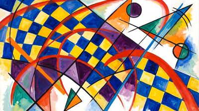 Checkered Dynamics Abstract Canvas Painting