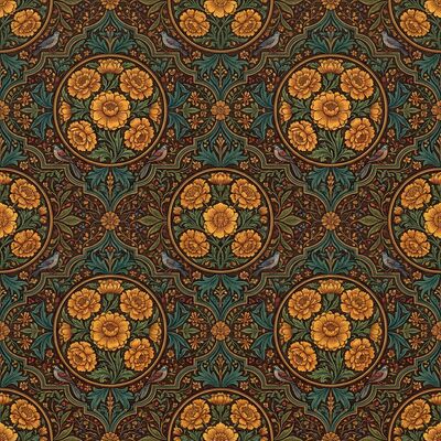 Marigold Roundel William Morris Canvas Wall Art