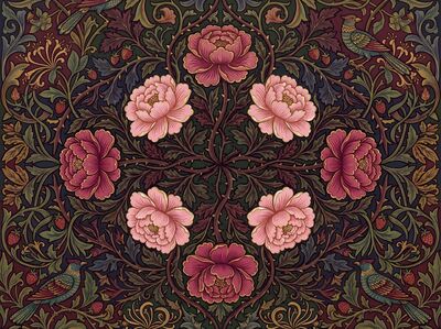 William Morris Peony and Thorn Canvas Wall Art