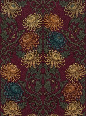Chrysanthemum Cascade William Morris Canvas Wall Art