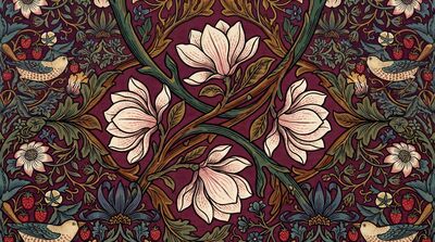 William Morris Magnolia Branch Canvas Wall Art