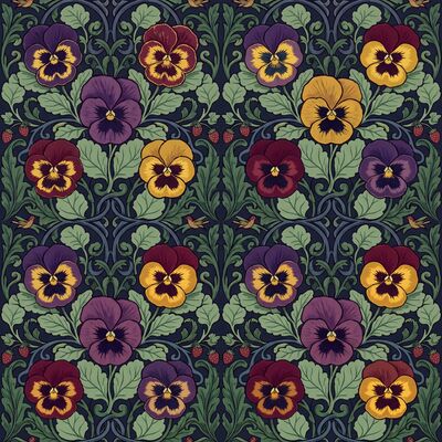 Pansy Tile William Morris Canvas Wall Art