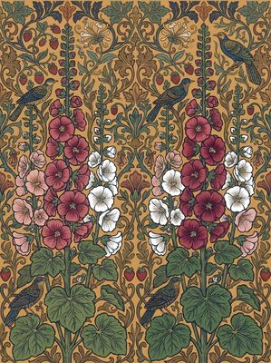 William Morris Hollyhock Tower Canvas Wall Art