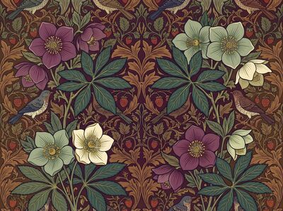 William Morris Hellebore Winter Canvas Painting