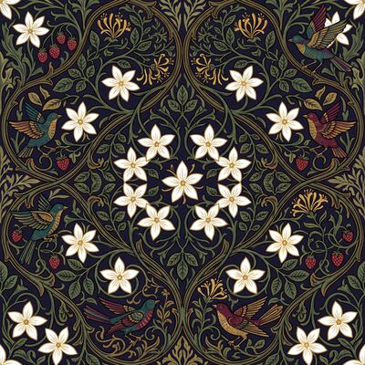 William Morris Jasmine Night Botanical Canvas Wall Art