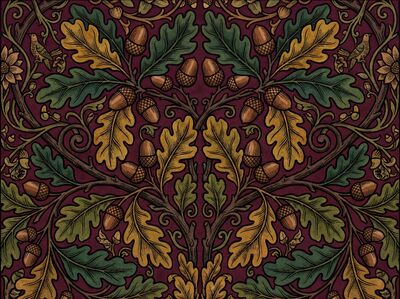 William Morris Oak and Acorn Canvas Painting