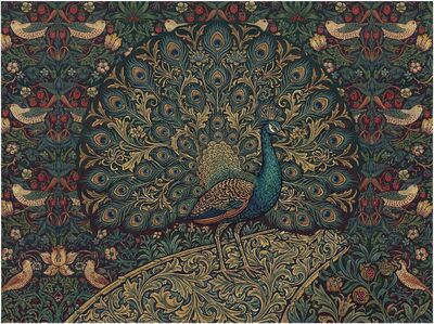 William Morris Peacock Display Canvas Painting