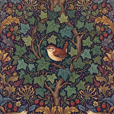 Wren and Ivy William Morris Canvas Wall Art