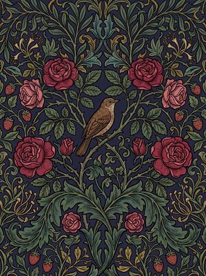 William Morris Nightingale and Rose Canvas Painting