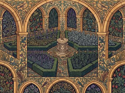 Herb Garden Cloister William Morris Canvas Wall Art