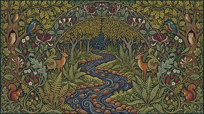 William Morris Woodland Stream Tapestry Canvas Wall Art