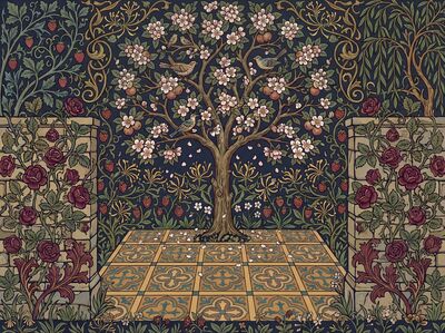 William Morris Apple Blossom Court Canvas Wall Art