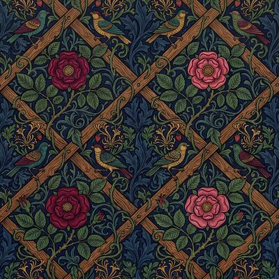 William Morris Trellis Garden Canvas Wall Art