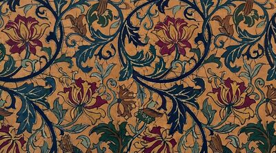 William Morris Batik Vine Pattern Textile Canvas Wall Art