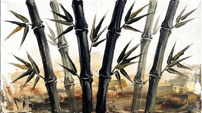 Ink Style Bamboo Canvas Wall Art