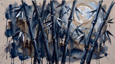 Moonlit Bamboo Grove Canvas Painting
