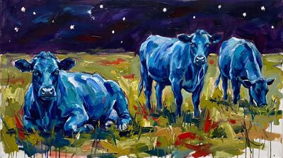 Franz Marc Blue Cows Moonlit Rest Canvas Painting