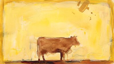 Minimalist Silhouette Color Field Cow Canvas Wall Art