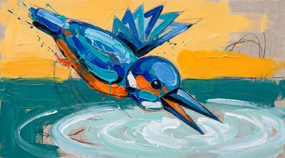 Kingfisher Diving Canvas Painting