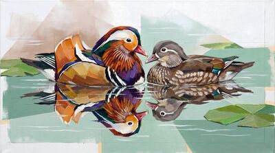 Mandarin Duck Pair Canvas Wall Art