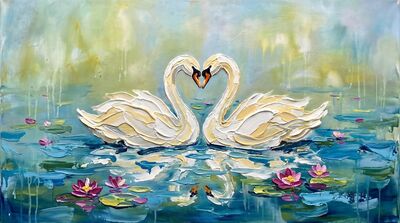 Swan Pair Canvas Wall Art