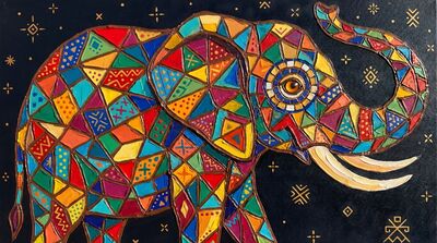 Sacred Mosaic Elephant Canvas Wall Art