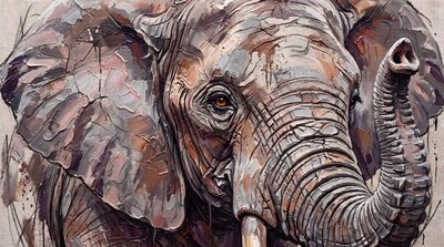 Elephant Portrait Close Up Canvas Wall Art