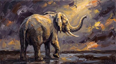 Storm Light Elephant Canvas Wall Art