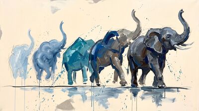 Elephant Herd Canvas Painting