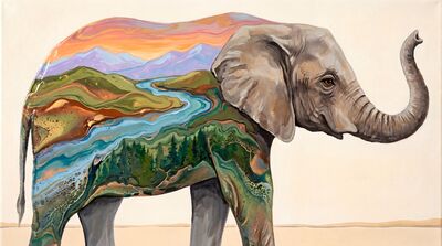 Landscape Elephant Canvas Wall Art