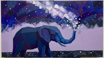Cosmic Elephant Starry Sky Canvas Painting