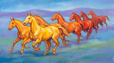 Franz Marc Warm Palette Horses Canvas Painting
