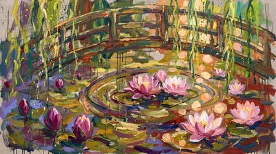 Monet Japanese Bridge Lotus Pond Canvas Painting