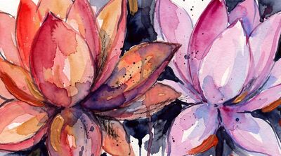 O'Keeffe Twin Lotus Intimate Canvas Wall Art