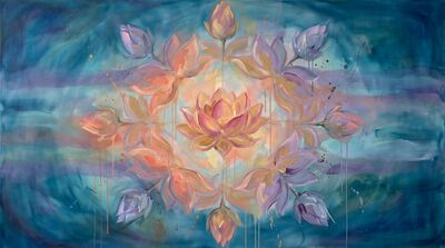 Modern Mandala Lotus Painterly Canvas Painting