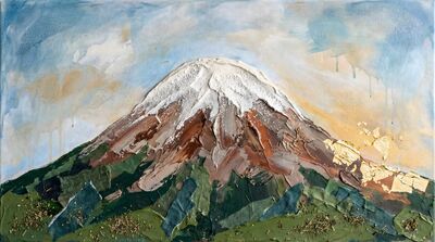 Mixed Media Mountain Canvas Painting