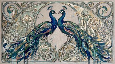 Mucha Art Nouveau Arch Peacock Canvas Painting
