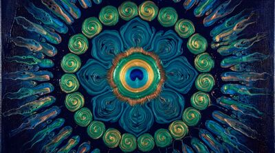 Peacock Feather Mandala Geometry Canvas Painting