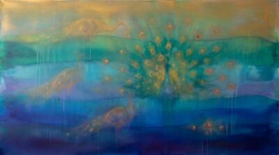 Color Field Peacock Meditation Canvas Painting