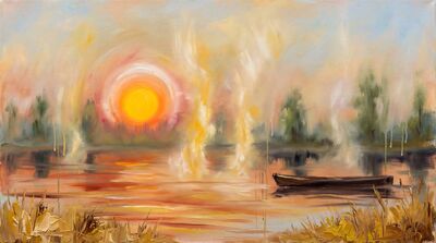 River Dawn Steam Canvas Painting