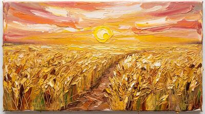 Wheat Field Sunrise Canvas Painting