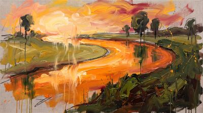 River Bend Dawn Canvas Painting
