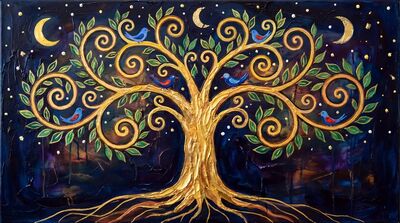 Nocturnal Tree of Life Canvas Painting