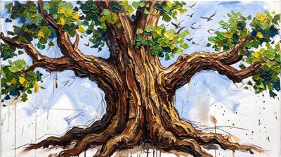 Ancient Oak Impasto Canvas Wall Art