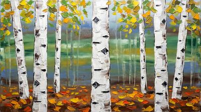 Silver Birch Grove Canvas Painting