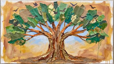 Mixed Media Tree of Life Canvas Painting