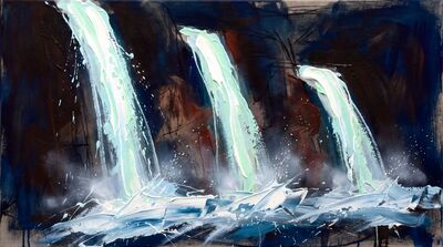 Senju Multi Stream Fluorescent Falls Canvas Painting