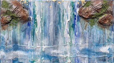 Mixed Media Waterfall Canvas Painting